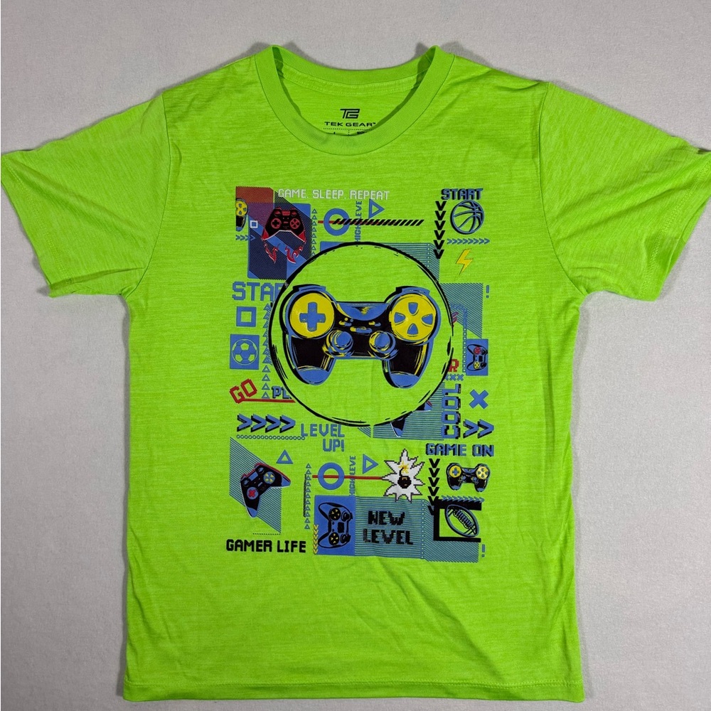 Tek Gear Boys’ Neon Green Gamer Graphic Performance Tee Size Youth Large